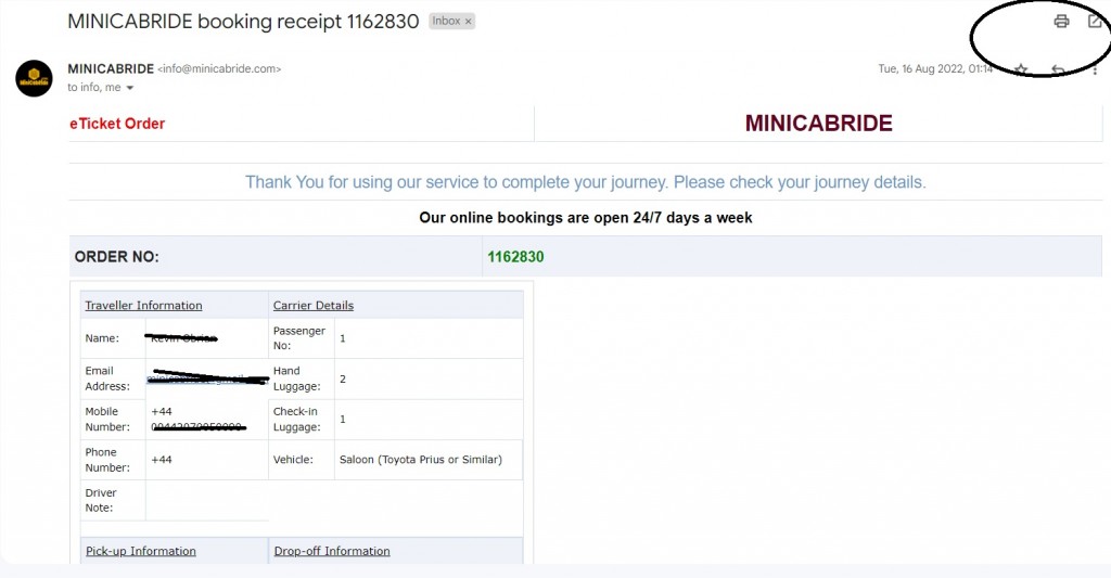 MinCabRide Invoice